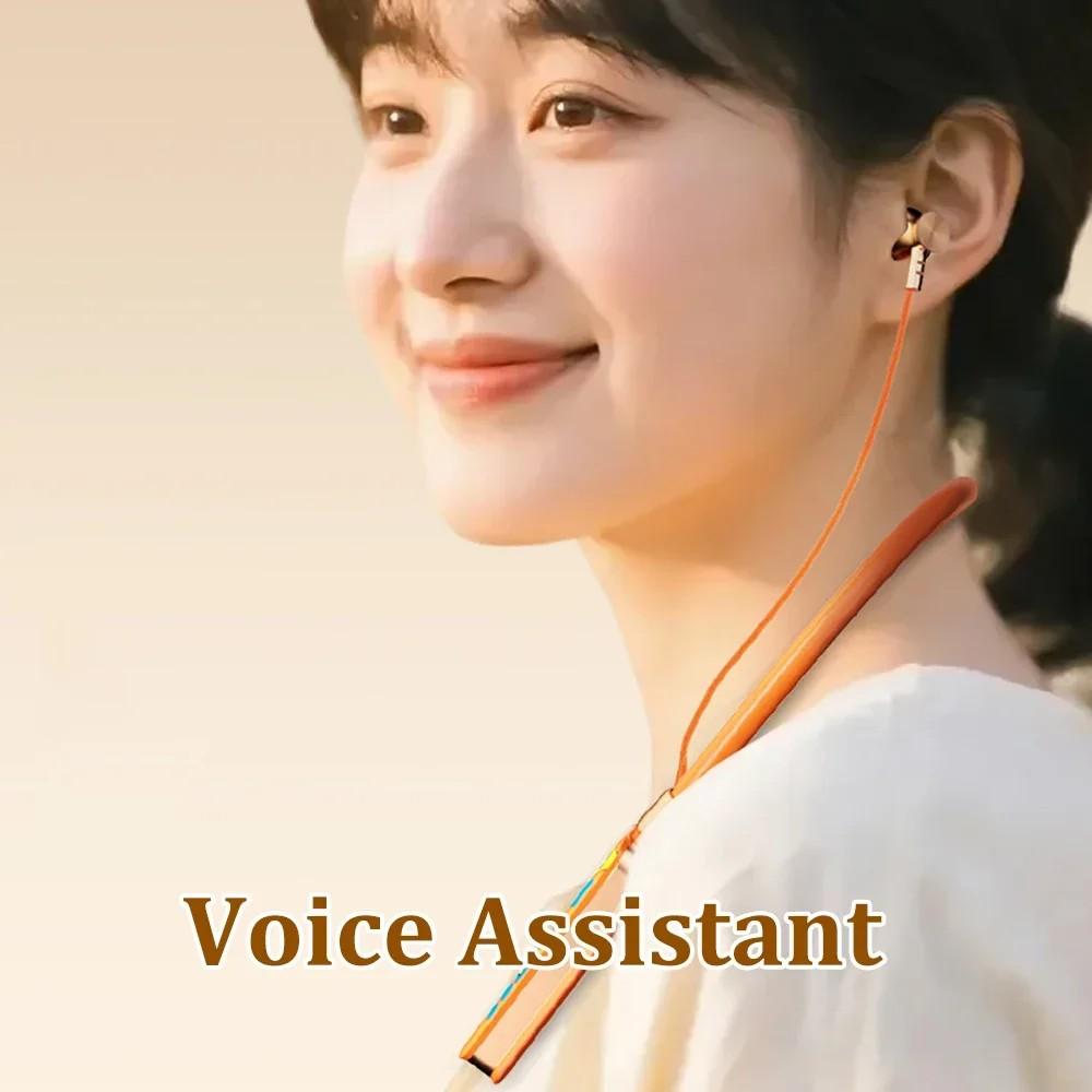 Bluetooth 5.4 Headphones Neckband Earphones Bluetooth Headsets Noise Reduction Earbuds Voice Assistant Ears Back Support TF Play