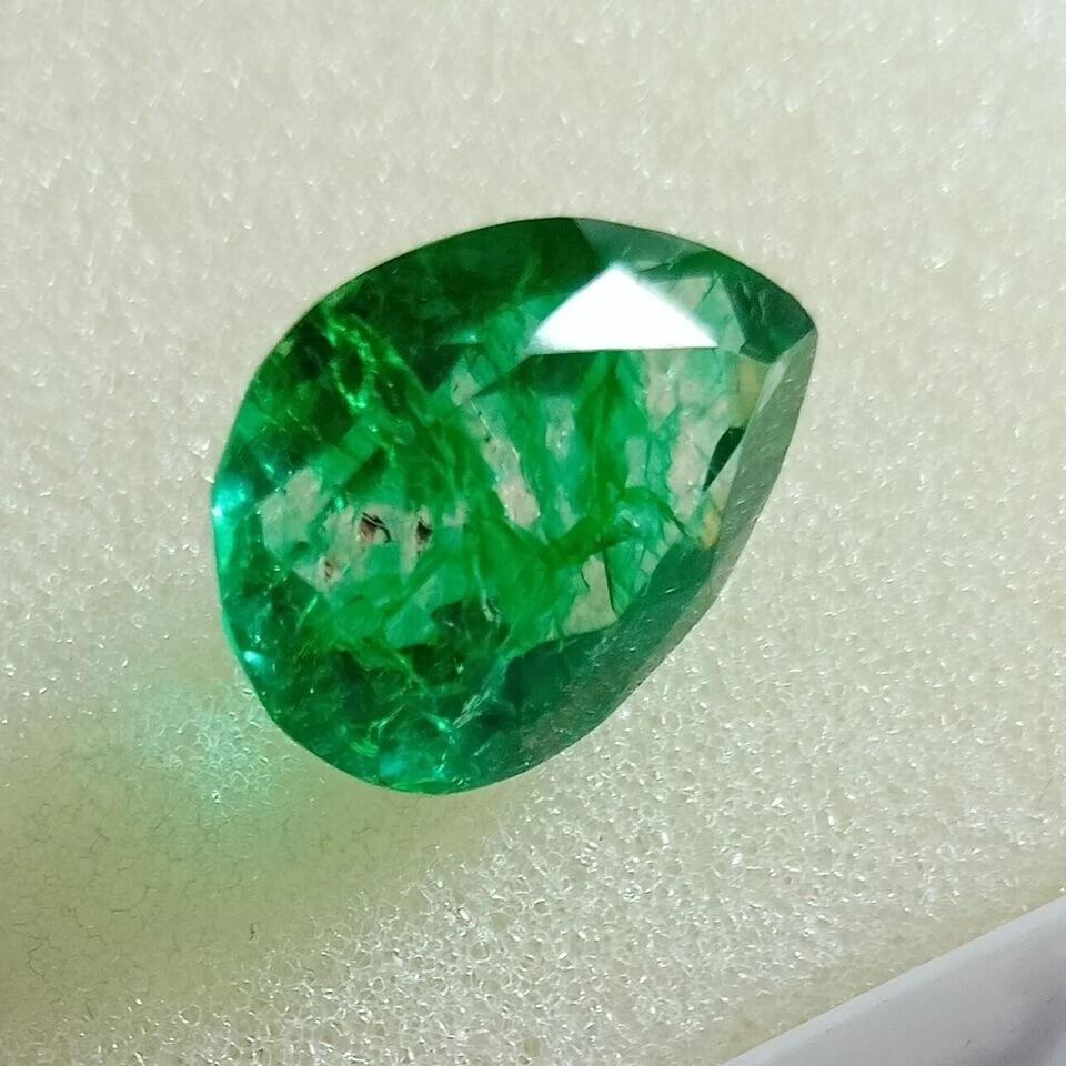 Certified Natural Green Colombian Emerald Pear Cut 9+ Ct Stunning Gemstone