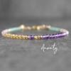 Crystal Bracelet for Anti Anxiety with Rose Quartz Amethyst Aventurine Citrine, Healing Gemstone Anxiety Bracelet