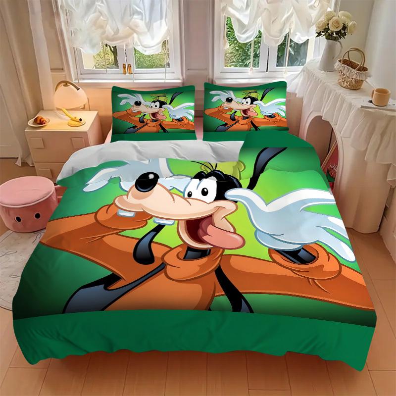 3pcs set Goofy Disney1pc of quilt cover+2pcs of pillowcase, no core, print bedding, All Seasons Bedroom Setting096