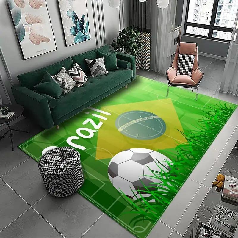 3D Football Field Carpet for Boys Room Bedroom Sofa Doormat Decor Kids Play Area Rug Carpet Non-slip Soft Floor Mat Polyester