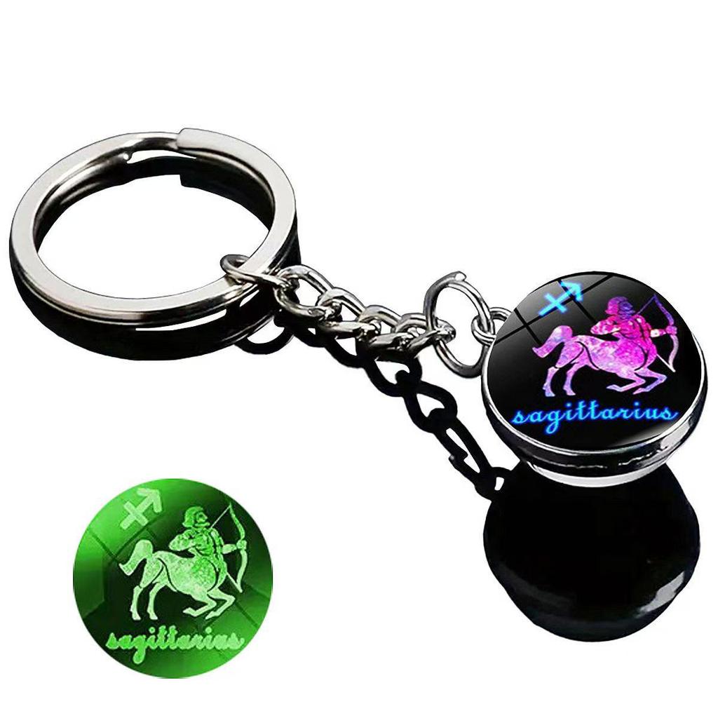 Spherical Luminous Crystal Zodiac Keychain - Virgo & Leo