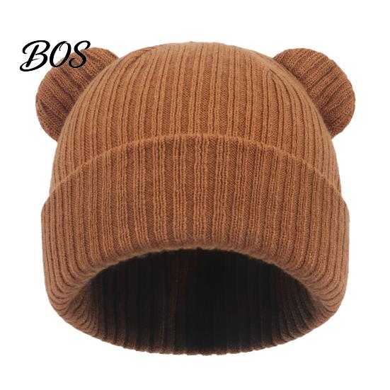 Thermal Head Protection for Infants Baby Knitted Hat, Cute Bear Ear Winter Warm Stretchy Outdoor Headwear Soft Cozy Skull Cap Newborn Infant