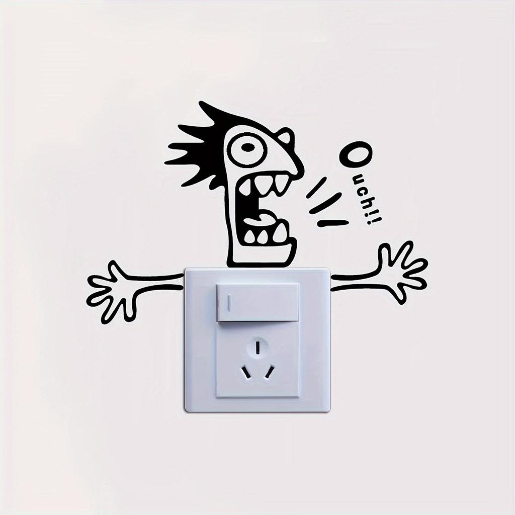 Наклейка на выключатель «Ведьма Призрак Черный кот», Супермаркет Спальня Праздничная атмосфера Украшение розетки Водонепроницаемая ПВХ наклейка