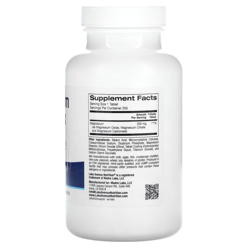 Magnesium Complex, 300Mg, 250 Tablets