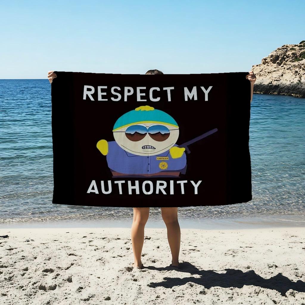 South Park Respect My Authority Soft Towel Flannel Printed Towel Quick-drying Double-sided Velvet Absorbent Bath Wash Face Towel