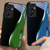 Креативный изогнутый двойной чехол для телефона из закаленного стекла для Samsung Galaxy A15 5G 54 4G 51 50 24 35 90 71 12 51 53 52S 80 22 34 Черный