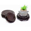 Round Wooden Flower Stand, Natural Ebony-Look Black Catalpa Wood, for Lotus Flowers, Buddha Statues, Display Shelves, Collectibles, and Bonsai (Size