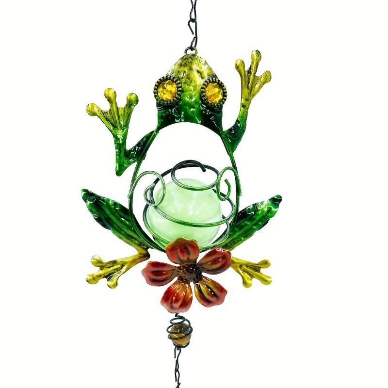 1pc Luminous Metal Wind Chime Pendant Hanging Creative Peacock Frog Parrot Wind Chime Home Garden Decoration Yard Pendant