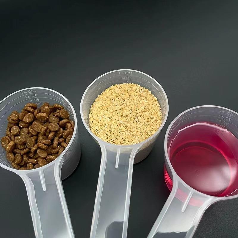 Clear Scale Pet Food Measuring Spoon Plastic for Cat Dog Accurate Feeding Portion Control for Home Use