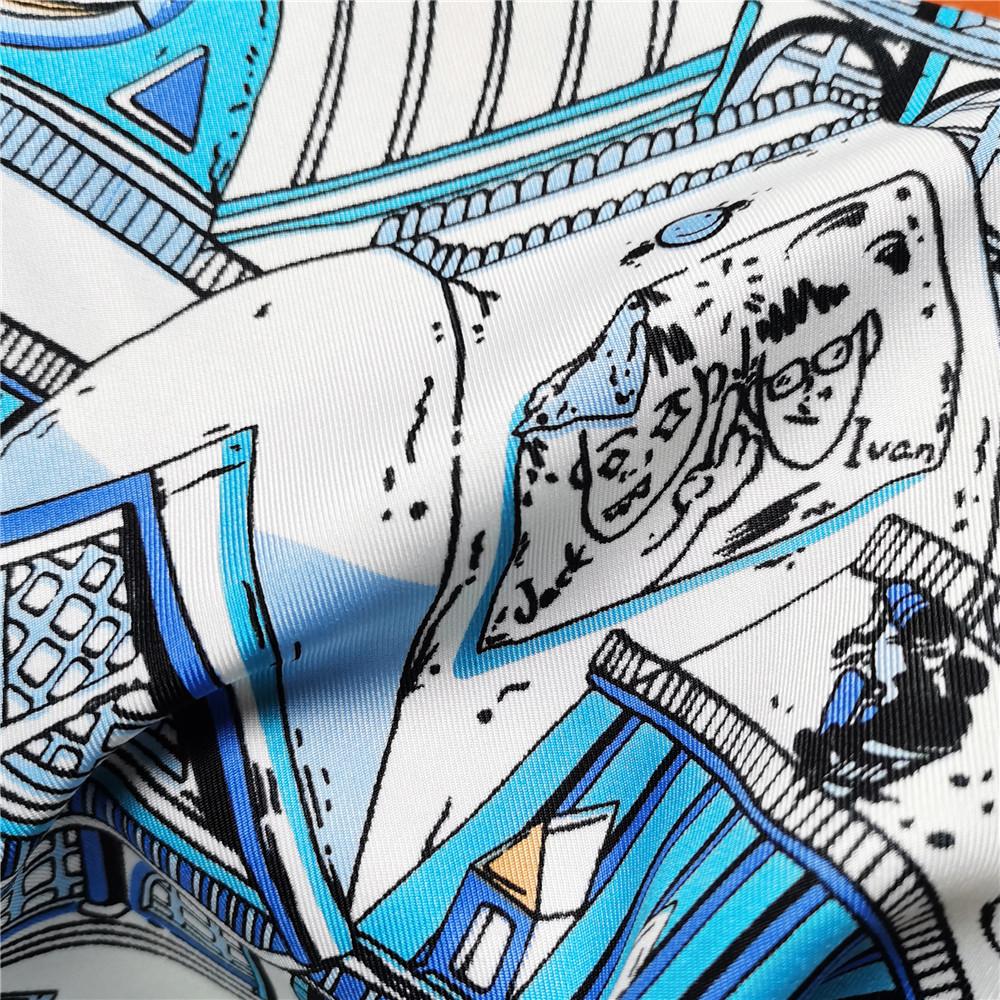 POBING Manual Hand Rolled Twill Silk Scarf Women Indian Feather Square Scarves Echarpes Foulards Femme Wrap Bandana Hijab 90CM