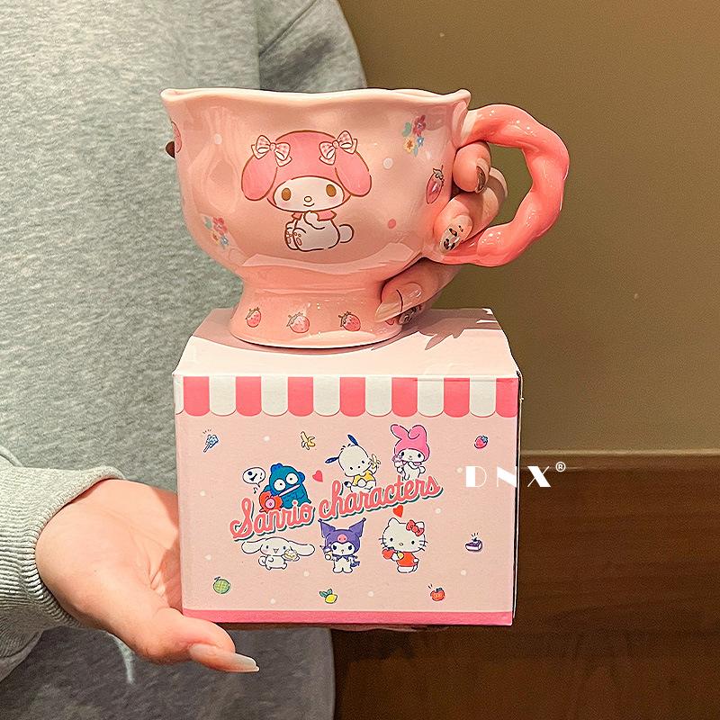 Высокая кружка Sanrio керамическая чашка для воды домашняя для питья офисная чашка высокая ценность милая кофейная чашка женщина