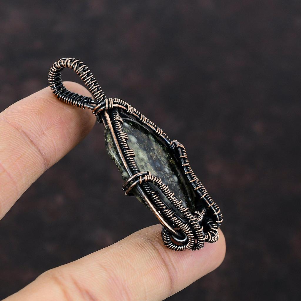 Подвеска Ocean Jasper, подвеска из медной проволоки, дизайнерская подвеска, ювелирное изделие из меди с драгоценными камнями, подвеска ручной работы из Ocean Jasper, ювелирное изделие в подарок для него