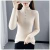 Pullover Sweater Female 2022 Mink High Neck Knitted Clothing Versatile Long Sleeve Solid