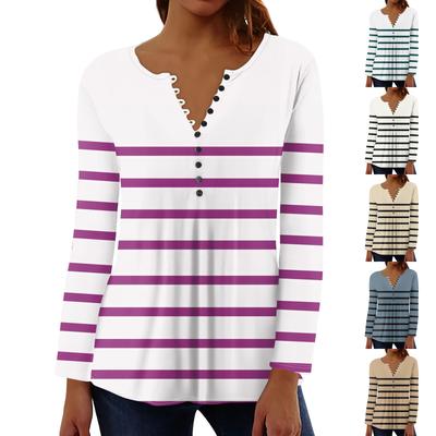 Женский повседневный топ свободного покроя с длинным рукавом и пуговицами