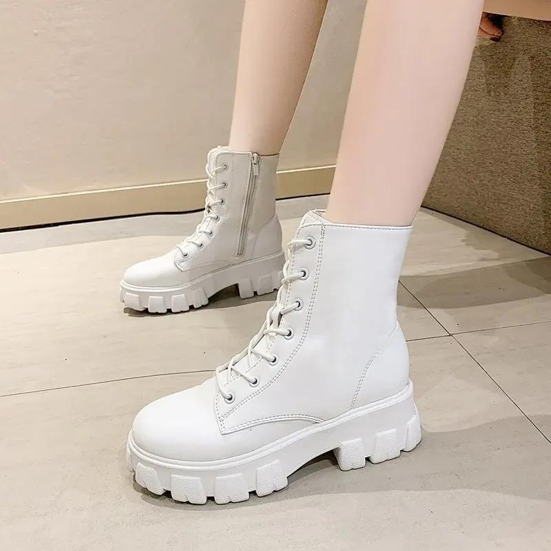 Новые ботинки для женщин 2024 Осень Зима Высокие женские ботинки Модные женские теплые повседневные ботинки Удобная женская обувь на платформе