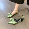 Fashion Bow Sexy Women Flats Sandals Fashion Dress Elegant Shoes New Summer 2024 Party Outdoor Pointed Flat Bottomed Sandals