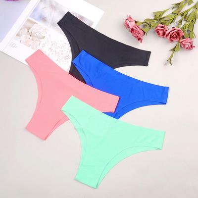 Популярные женские бесшовные трусики-стринги из ледяного шелка