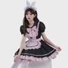 Japanese Lolita Black & Pink Maid Dress with Cute Cat Bow