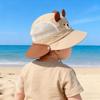 Baby Summer Breathable Mesh Bucket Hat With Removable Neck Flap Large Brim Sun Protection Cute Bear Design For Boys And Girls