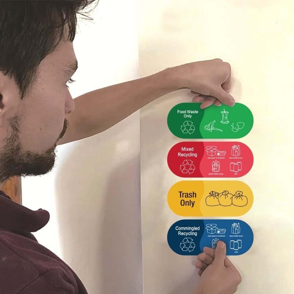 Сортировка отходов Переработка Наклейка на мусорный бак Водонепроницаемая клейкая Смешанная переработка Наклейка Виниловые наклейки с логотипом Наклейка-этикетка на мусорный бак