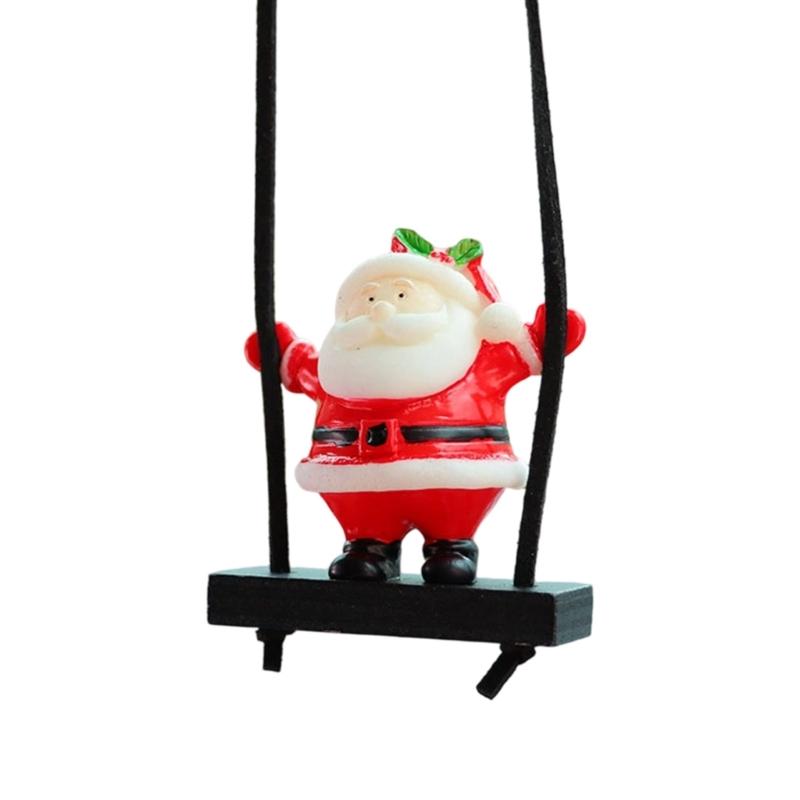 Festival Swinging Santa Auto Mirror Hanging Decoration Resin Christmas Ornament For Car Home Decoration