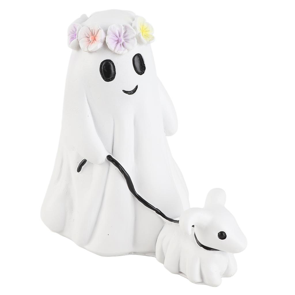 Ghost Walking Dog Statue Spooky Cute Resin Home Decoration Tabletop Ornament Ghost Dog Decor for