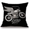 18" Black Vintage Motorcycle Club Poster Sofa Throw Pillow Cool Retro Motor Bike Cushion Home Decoration Rectangle Car Pillows
