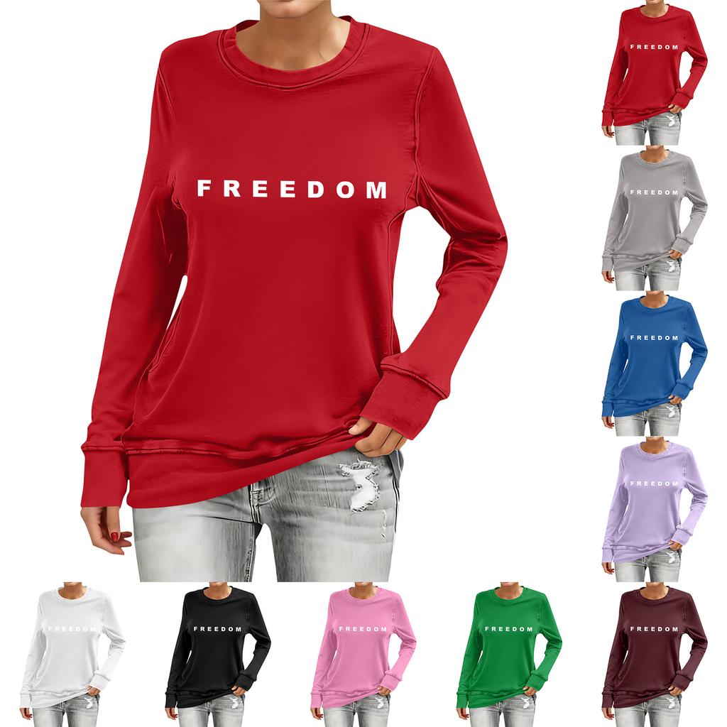 Women's Fashion Casual Long Sleeve Printed Neck Top