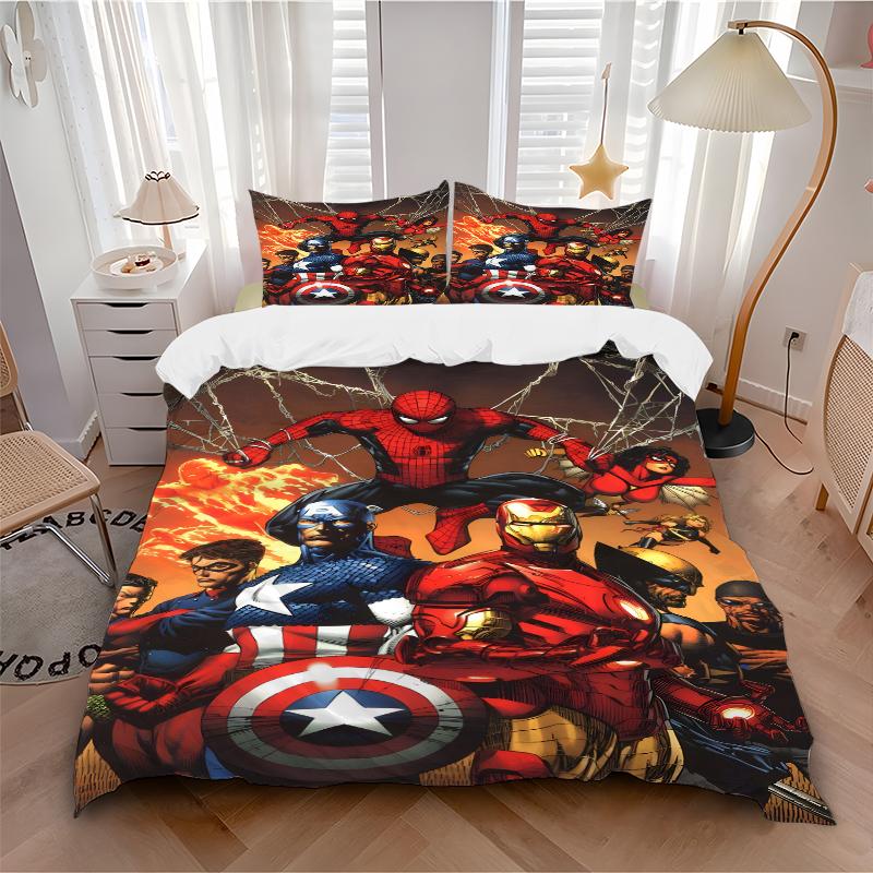 3Pcs Superhero Teamup Bedding Set Quilt Cover Pillowcase Home Christmas Xmas Halloween Gift 1 Duvet Cover 2 Pillowcase M928676
