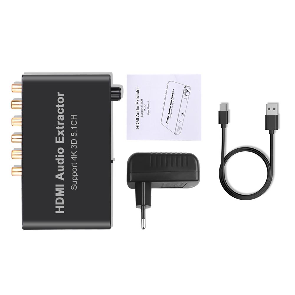 HDMI Audio Extractor Декодирование 5.1-канального аудиодекодера Усилитель Аналоговый преобразователь AC3/DST в 5.1 Коаксиальный кабель в RCA