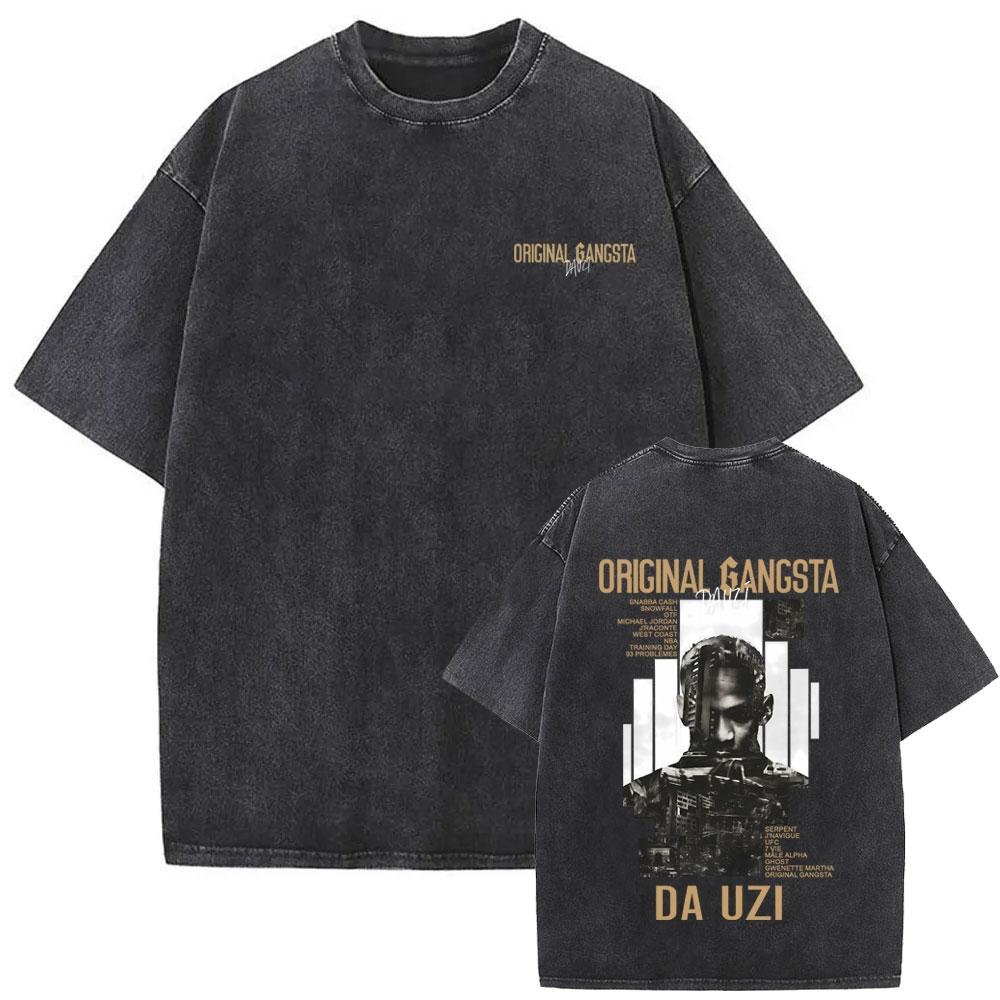Vintage Washed Rapper DA Uzi Original Gangsta Album Merch Tshirt Men Women Hip Hop Fashion Pop Music T Shirts Streetwear