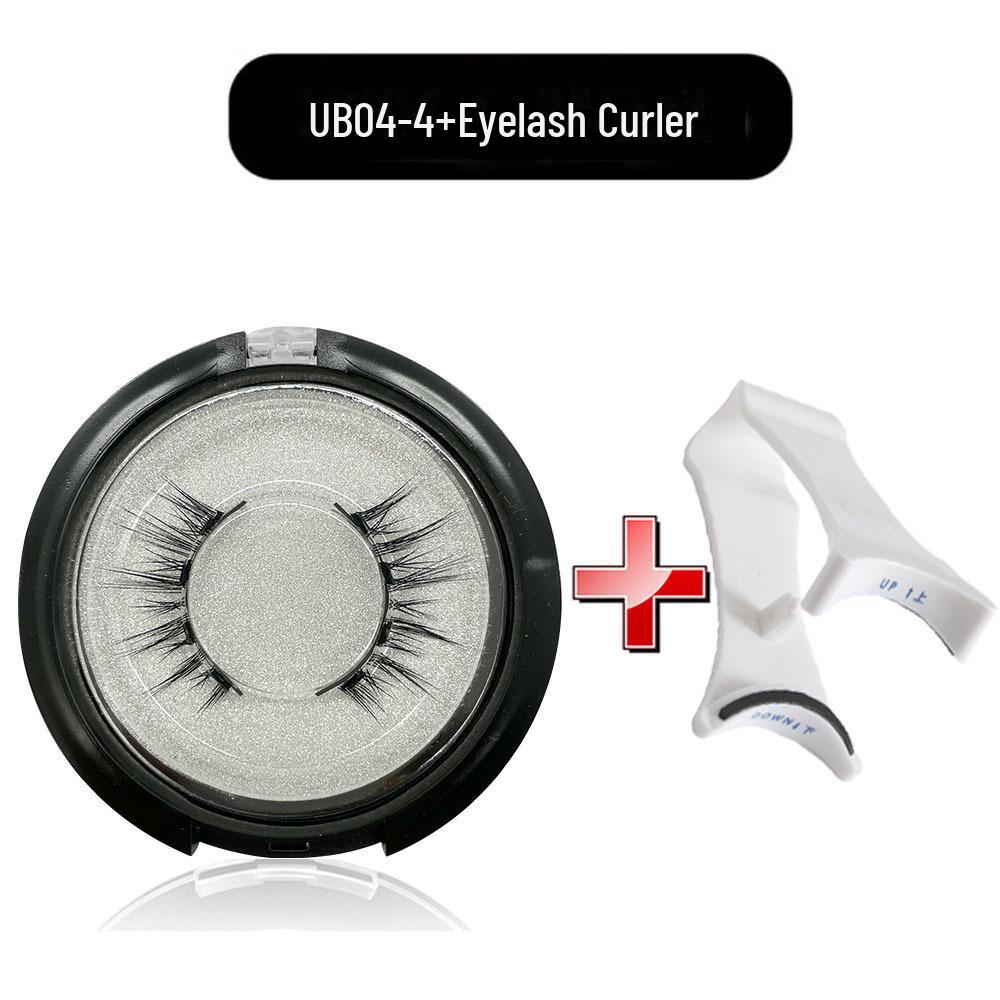 Набор магнитных ресниц без клея с щипцами для завивки: Европейский и американский стиль, толстый, натуральный, дизайн с четырьмя магнитами.
