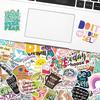 50pcs Mixed Cartoon Motivational Text Vinyl Stickers for Water Bottles Tumbler Luggage Skateboard Bumper Scrapbook Cup, Gift Sticker for Kids Teens Ad