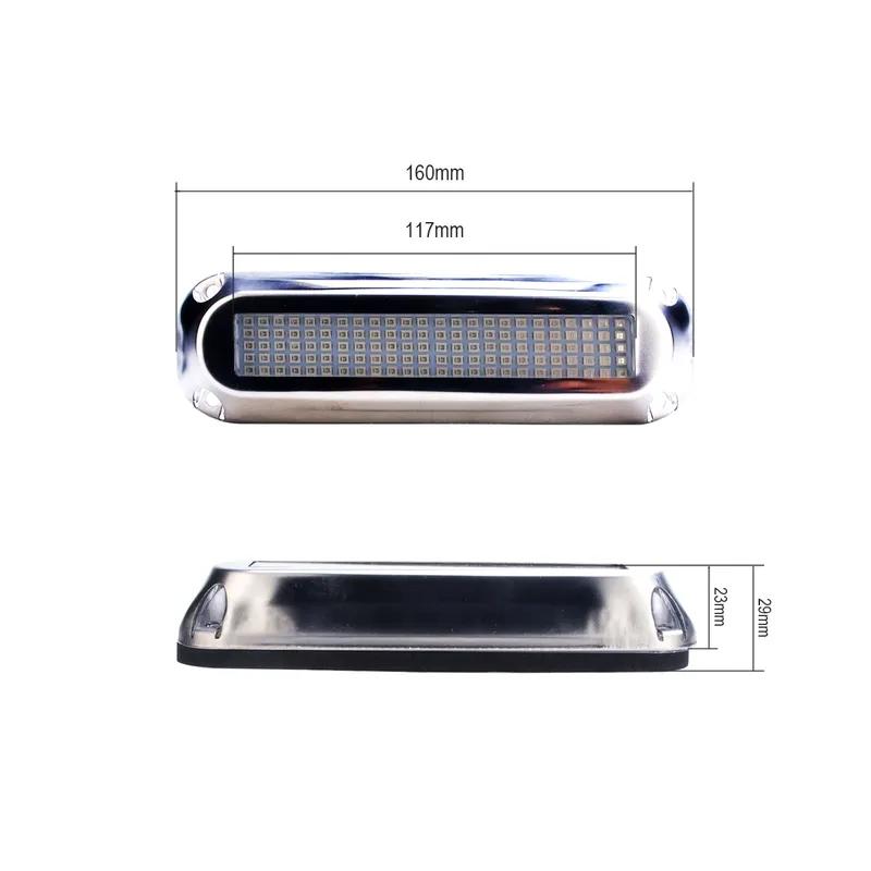 2PCS Blue Yacht Light Stainless Steel 120LED Underwater Pontoon Marine Boat Transom Light IP68 LED Deck Courtesy Lights