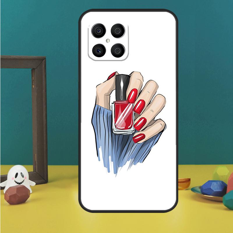 Чехол для телефона с дизайном лака для ногтей для Huawei P40 Lite P50 P30 P20 Pro Nova 9 5T Honor X9 X8 X7 50 Задняя крышка