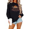 Женская мода повседневный принт повседневный длинный рукав круглый вырез толстовка топ