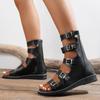 Summer Women's Open Toe Sandals New Roman Back Zip Flat Gladiator Sandals for Women Outdoor Casual Ladies Sandalias Female Shoes