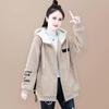 Women's Lambswool Coat with Fleece Lining: 2025 Spring/Autumn Loose Hooded Sweatshirt.