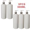 5 шт. ПЭТ-пластиковая бутылка с плоскими плечами 500 мл Прочные и герметичные бутылки для ванной комнаты Многоразовая головка-помпа Контейнер для жидкости