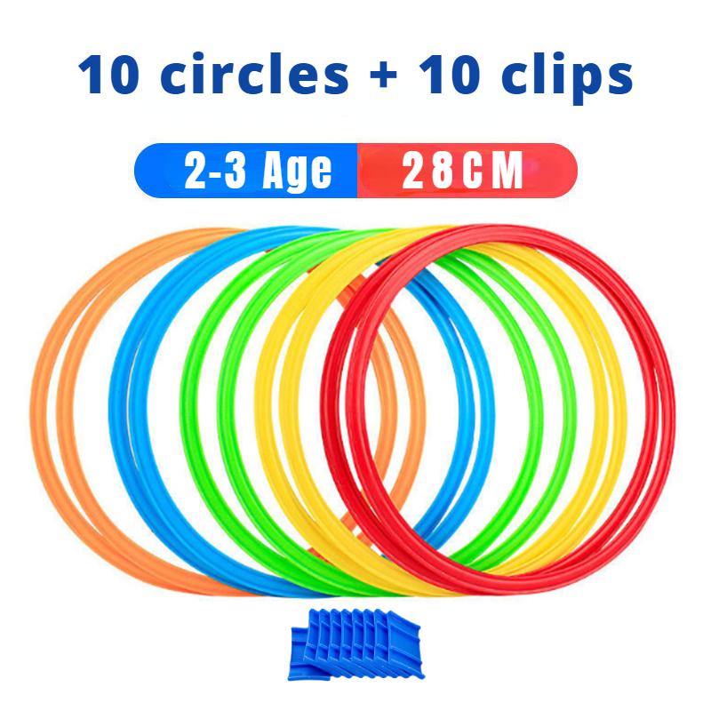 Игровой набор для прыжков через кольца на открытом воздухе для детей - 10 колец и 10 соединителей для мальчиков и девочек, веселые спортивные игрушки для физических тренировок для игры в парке