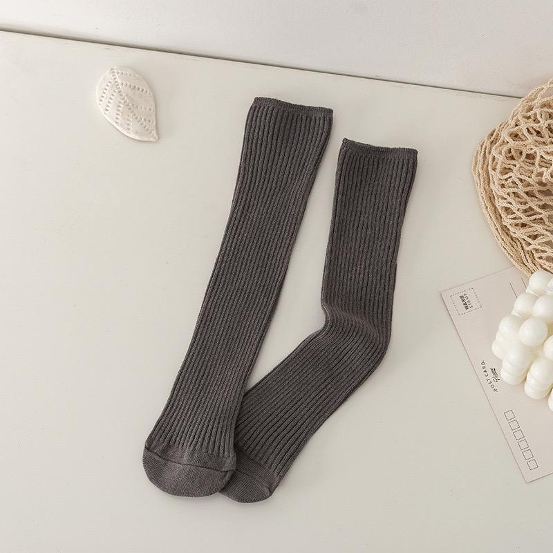 Детские носки для новорожденных, младенцев, девочек, мальчиков, гольфы для девочек, однотонные хлопковые полосатые длинные носки для детей от 1 до 6 лет