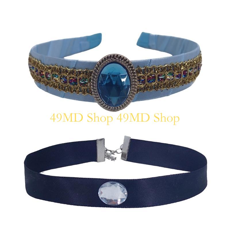 49MD Flexible Cinderalla Headband Choker Set for Children Birthday Party Celebration