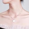 S925 Stamp Silver Color Double Layer Round Disc Pendant Necklace Gold Color Bead Chain Charm Necklace For Women Jewelry S -N574