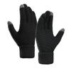 1 Pair Women Men Autumn Winter Knitting Gloves Solid Color Thickened Ribbed Cuffs Ridding Gloves Windproof Gloves