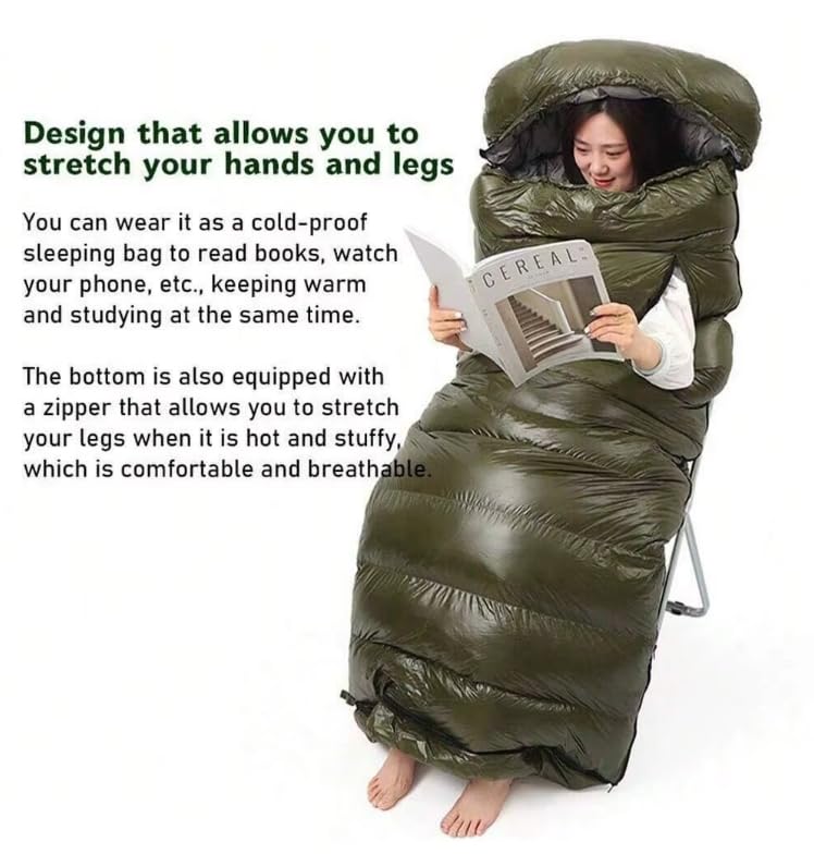 Fengzel Outdoor Спальные руки и ноги Перо Минимальная рабочая температура Подходит для трех бедствий Холодная погода Пуховый спальный мешок 1000 г пуха