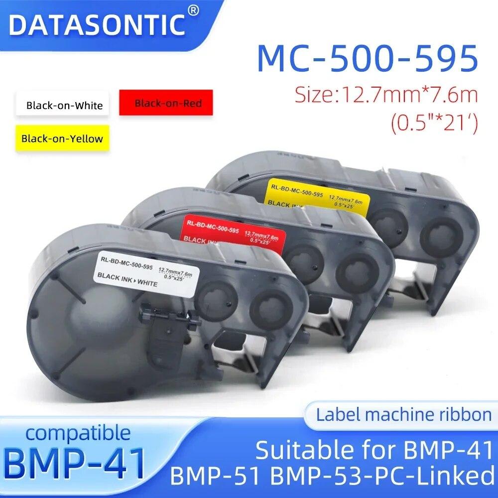 Compatible with MC-500-595 Label Strip BMP-41 BMP-51 BMP-53-PC-Linked Printer Ribbon 12.7mm * 7.6m Vinyl Label Ribbon0.5'' * 21'