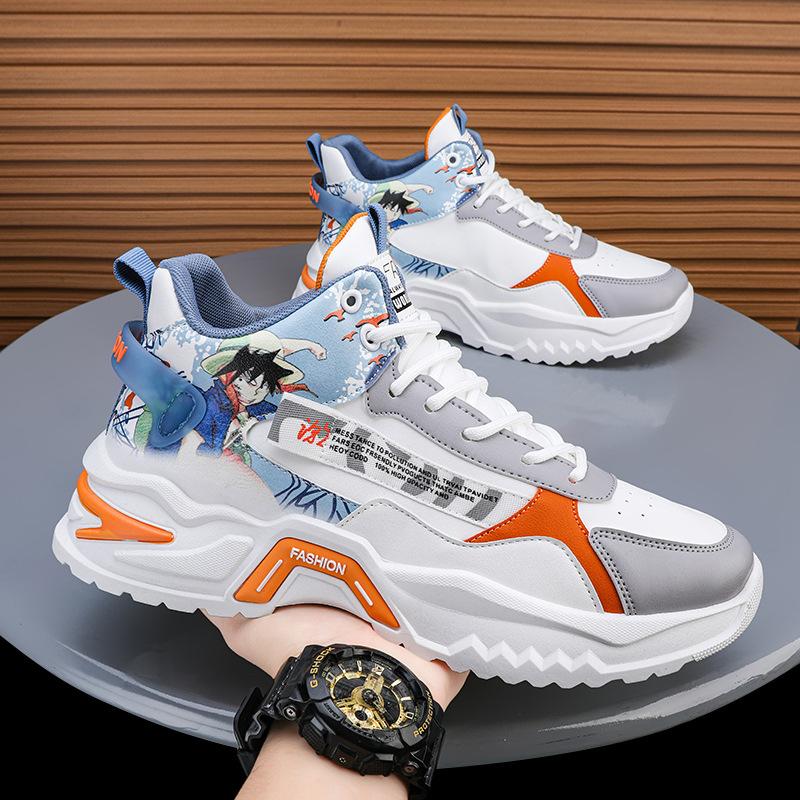 Men's shoes autumn new student high-top shoes youth running casual shoes platform leather winter shoes
