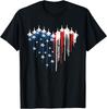 Retro Fighter Jet Airplane American Flag Heart 4th Of July Unisex T-Shirt