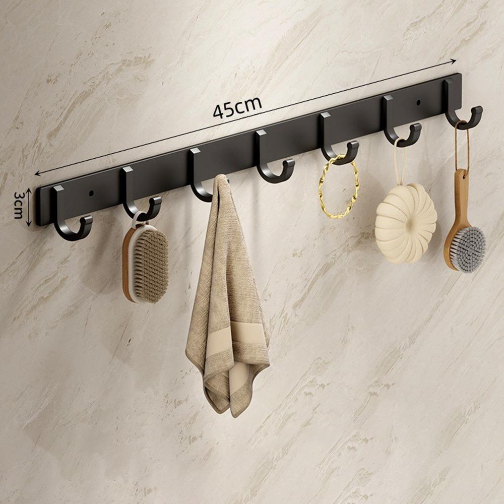 Aluminum Alloy Wall Mounted Hook Rack Strong Adhesive Space Saving Towel Rack Hook Heavy Duty Load Bearing 3-8 Hooks